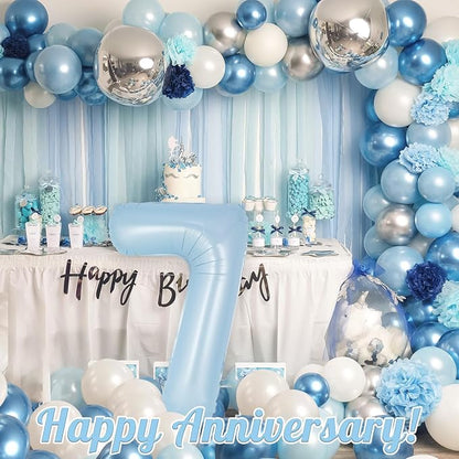 Light Blue Number 7 Balloon, 40 Inch Big Large Foil Number Balloons, Giant - Image 6