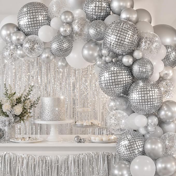 10Pcs Disco Round Foil Balloons, Metallic Disco Foil Baloon - Image 8
