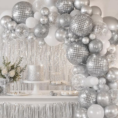 10Pcs Disco Round Foil Balloons, Metallic Disco Foil Baloon - Image 8