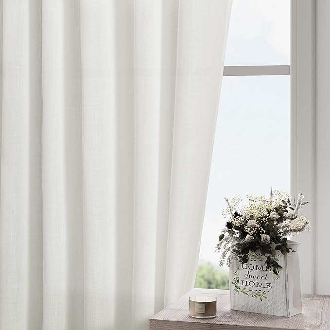 Off White Linen Curtains 84 inches Long - Image 2