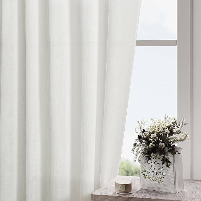 Off White Linen Curtains 80 inches Long - Image 2