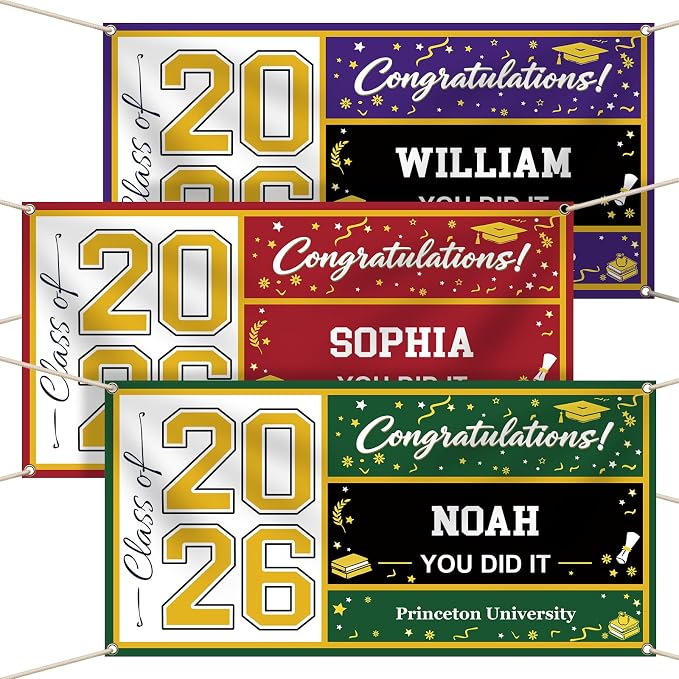 Custom Vinyl Banner 2026 Graduation, 4 Sizes | 2026 Grad Decorations Backdrop by DP+BOUTIQUE