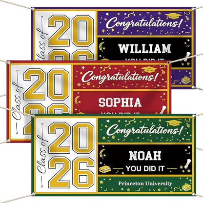 Custom Vinyl Banner 2026 Graduation, 4 Sizes | 2026 Grad Decorations Backdrop by DP+BOUTIQUE