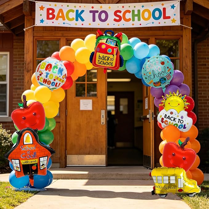 8PCS Back to School Balloons Set, School Bus, Sun Foil Balloons, 18 Inch Round - Image 7