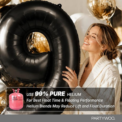 PartyWoo Number Balloons 40 Inch Black Number 9 Kit 25pcs - Image 5