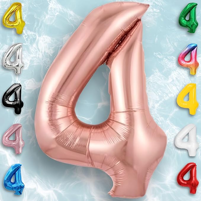 Rose Gold Number Balloon 4 Mylar Foil Balloons 40 inch - Image 3