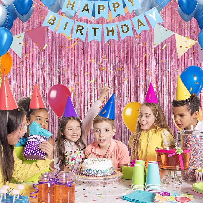 7 Pack 3.3 x 9.9 ft Holographic Bright Pink Streamers Party Decorations | Foil - Image 5