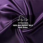 ALASKA BEAR Silk Pillowcase for Hair and Skin, Set of 2 Pure Genuine 22 Momme Mulberry Silk Pillow Cases Queen Size for Bliss Sleep Better Than Poly Satin, Zipper Closure(2pc, Dark Purple)