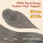 Rich Choices Human Hair Toppers for Women-100% Real Remy Hair Topper with 3D 360°Bang-Upgraded 150% Density 9 * 12CM Lace Base-Clip in Hairs topper for Thinning Hairs-12Inch #G2 Grey