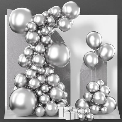 PartyWoo Silver Balloons 85pcs Different Sizes of 18 12 10 5 Inch | Balloons by PartyWoo
