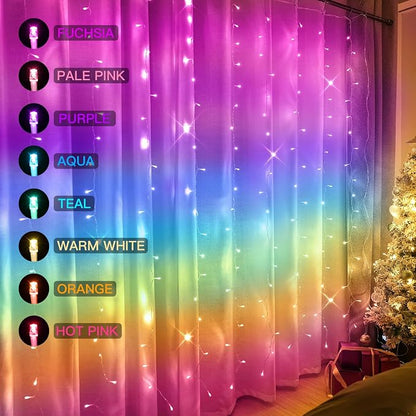 Curtain Lights for Bedroom, 192 Led 8.3ft x 5.25ft Hanging String Lights Outdoor - Image 2