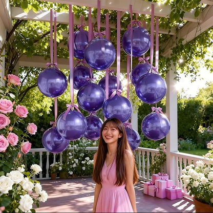 14 Pcs Purple Round Foil Balloons 22/15/10 4D Ball Balloons Light Baby Lavender - Image 7
