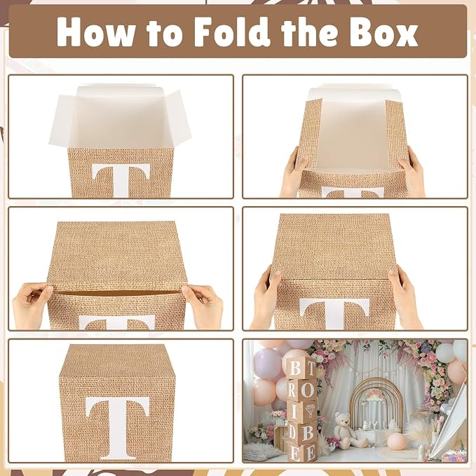 5 Pcs Burlap Bridal Shower Decorations Balloon Boxes Boho Boxes - Image 4