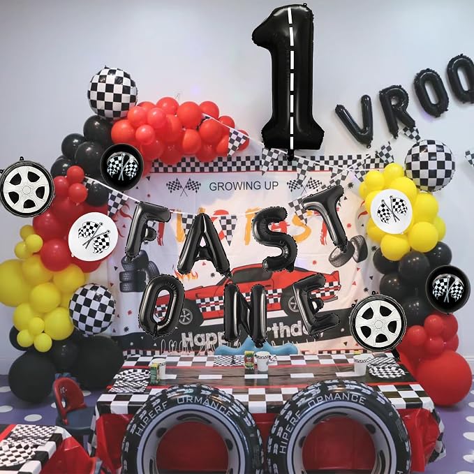 Race Car 1st Birthday Party Balloons, Fast One Letter Banner Balloon 40 Inch - Image 6