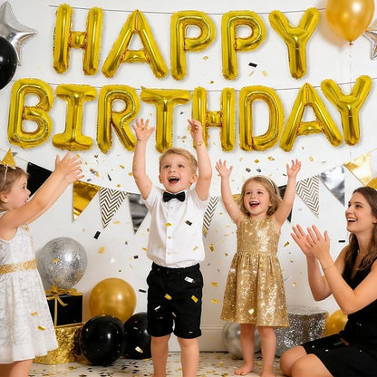 Gold Happy Birthday Balloon Banner, Foil Letter Balloons Party Decoration Sign - Image 5