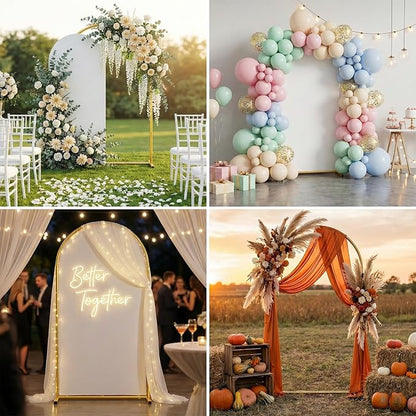 Arch Backdrop Stand and Cover Set, 6 x 2.6FT Gold Metal Wedding Arch - Image 2