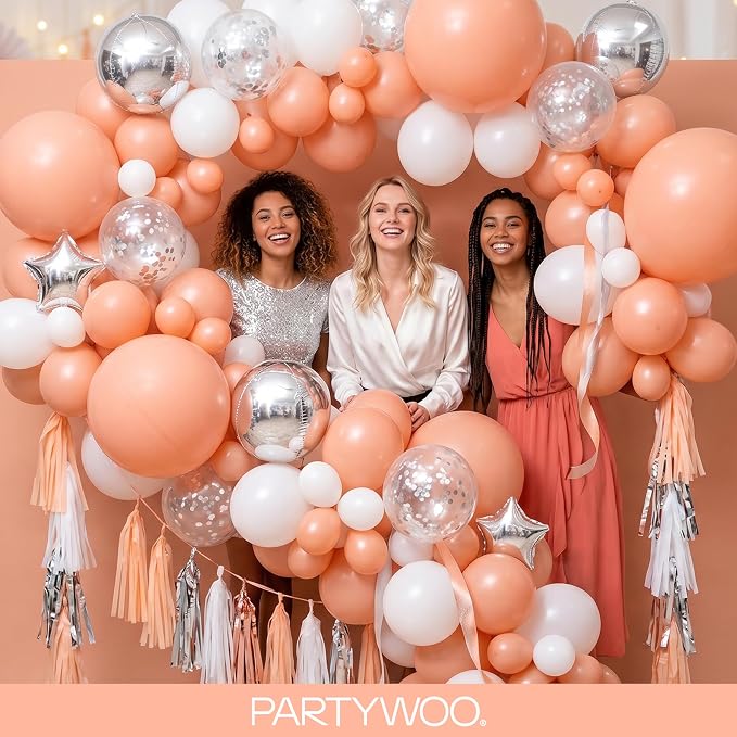 PartyWoo Peach Balloons 140pcs Light Orange Pink Color 18 12 10 5 Inch | 18 12 - Image 5