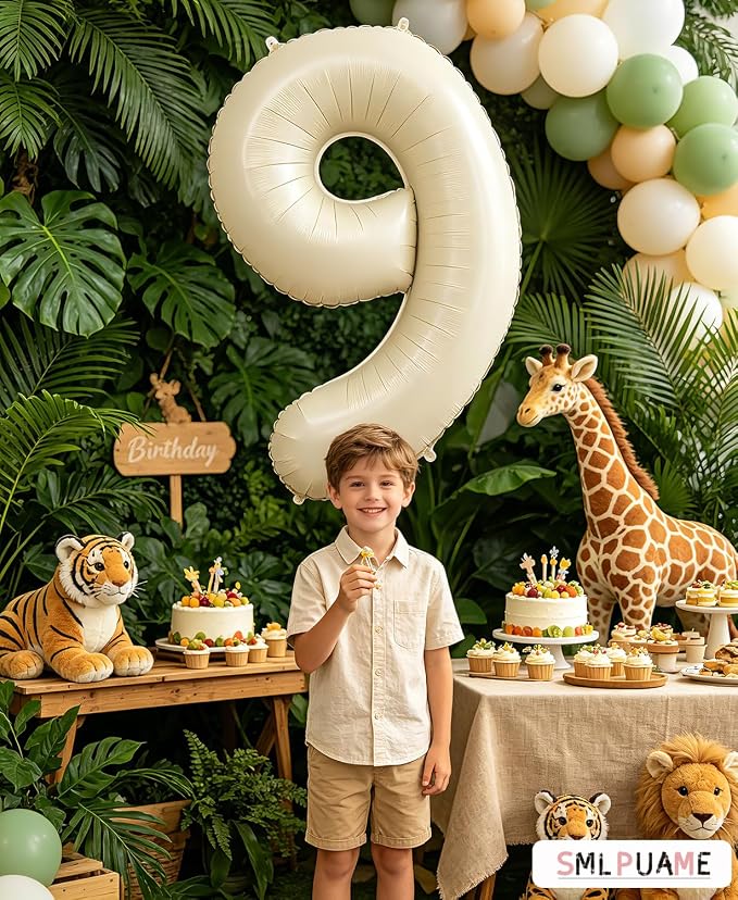 40 Inch Beige Number 9 Balloons - Image 3