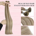 YoungSee U Tips Hair Extensions Real Human Hair Brown to Blonde U Tip Extensions for Women Light Brown Highlight Blonde Hair Extension U Tips 22In Ktip Hair Extension Human Hair Straight 50s/50g