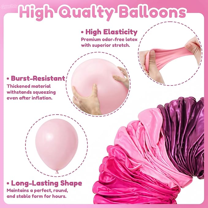 Pink Balloons, Metallic Pink, Light Pink Balloons - Image 3