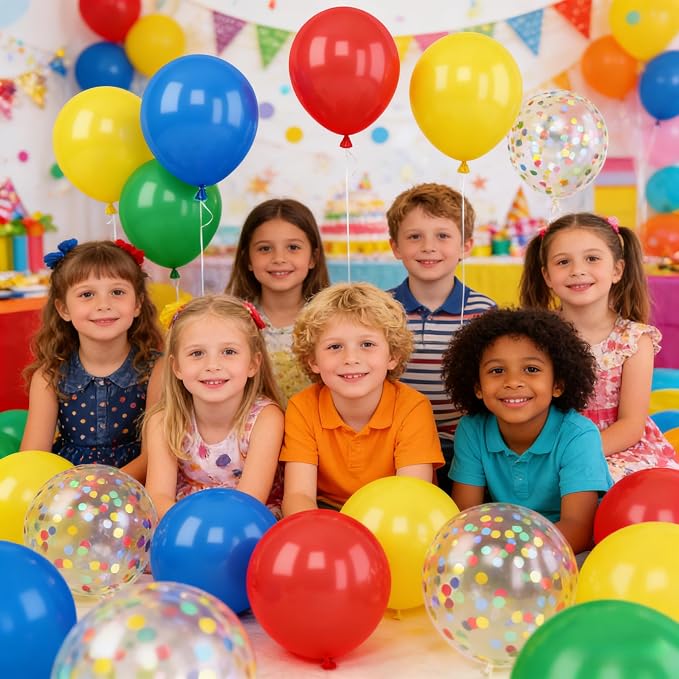Red Blue Yellow Green Balloon Set, 12 Inch Carnival Circus Party Balloon Red - Image 6