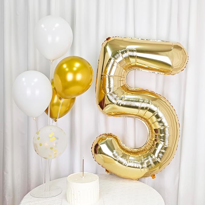 40 Inch Light Gold 4 Number Balloons Large Champagne Gold Number | White Gold - Image 5