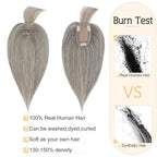 SEGO Grey Hair Toppers for Women Real Human Hair With Bangs, Salt and Pepper Hair Topper, 7 * 13 CM Silk Base Clip In Top Pieces Add Volume -12 Inch G3 Light Grey Mix