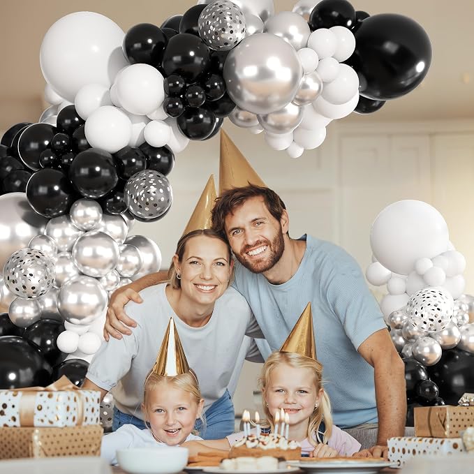 Ouddy Party 149Pcs Black Sliver Balloon Arch Garland Kit 18 12 10 5Inch | - Image 6