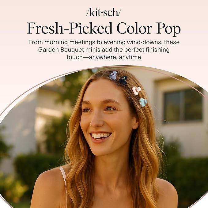 Kitsch Small Hair Clips for Women and Girls – Mini Claw Clips – Hair Accessories – Daily Styling, Recycled, Garden Bouquet | Ideal Gifts for Women – 8pc Set