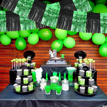 BEISHIDA Black Green Fringe Garland Banner 30ft Wall Tinsel Foil Streamers | - Image 5