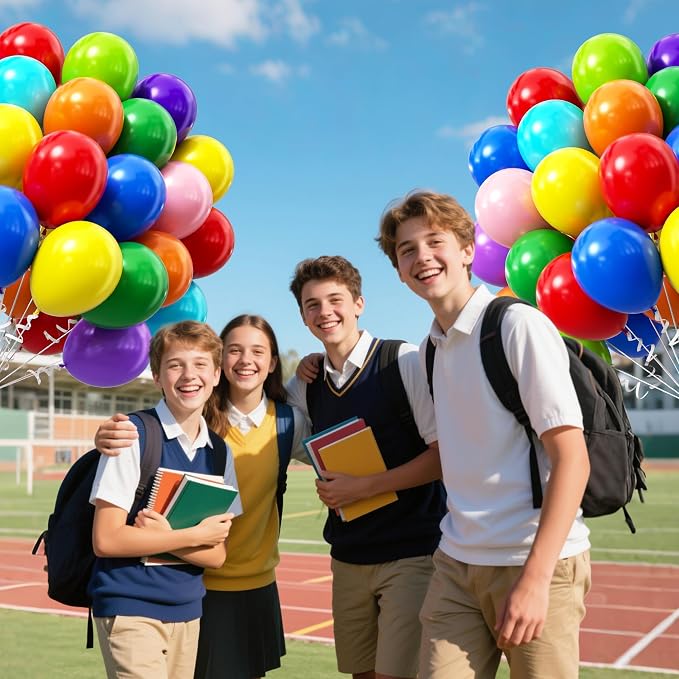 Colorful Balloons 12 inch, Latex 50pcs Party Balloons | Red Dark Purple Orange - Image 4
