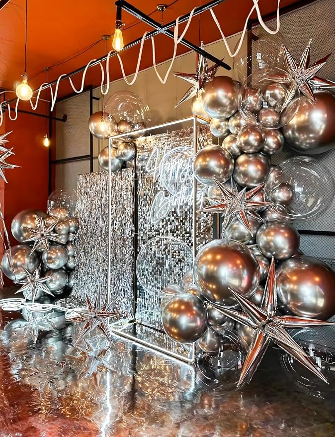 22 Inch Silver Foil Balloons, Metallic Silver New Years Balloon - Image 4