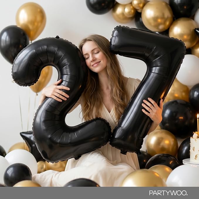 PartyWoo Number Balloons 40 Inch Black Number 7 Kit 25pcs - Image 8