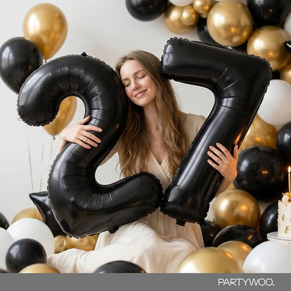 PartyWoo Number Balloons 40 Inch Black Number 7 Kit 25pcs - Image 8