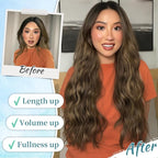 KooKaStyle Clip in Synthetic Highlight Hair Extensions Long Wavy 4PCS Thick Hairpieces Balayage Chocolate Brown to Caramel Blonde Fiber Double Weft Natural Hair Extensions 20 Inch for Women