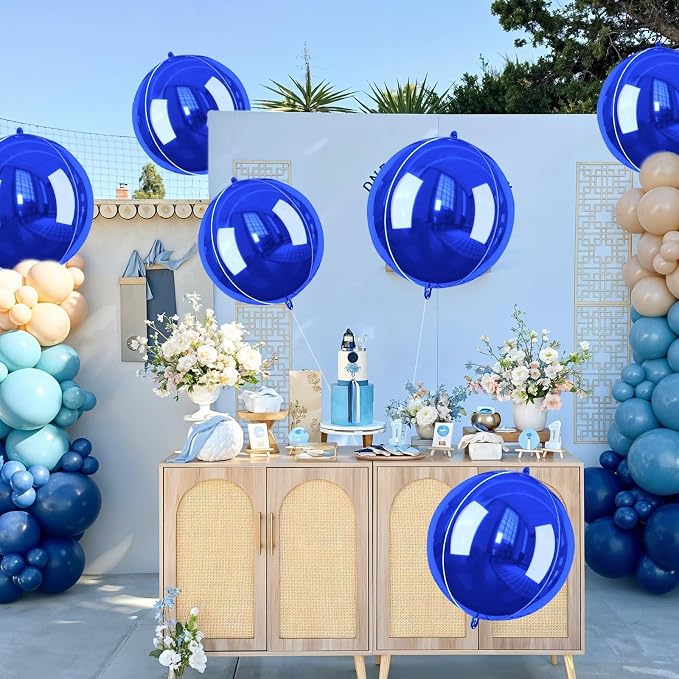 Royal Blue Giant 4D Foil Balloons, 22 Inch Big Round Foil Balloon - Image 3
