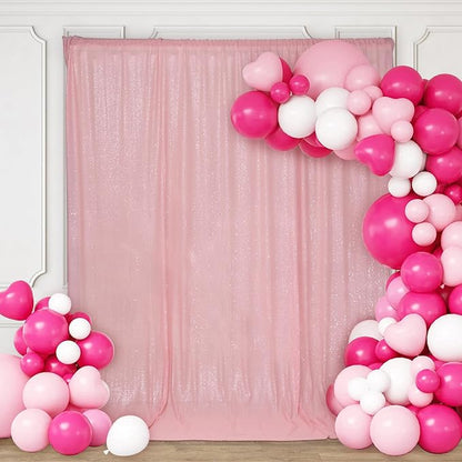 PartyDelight Pink Sequin Backdrop 6x7ft Sparkly Photo Curtain | 4 Inch Rod - Image 5