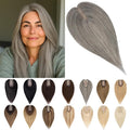 SEGO Grey Hair Toppers for Women Real Human Hair No Bangs, Salt and Pepper Hair Topper, 7 * 13 CM Silk Base Clip In Top Pieces Add Volume -12 Inch G2 Dark Grey Mix