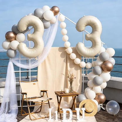 40 In Cream white Number Balloons Helium Foil Mylar Balloon Digital 39 | - Image 5