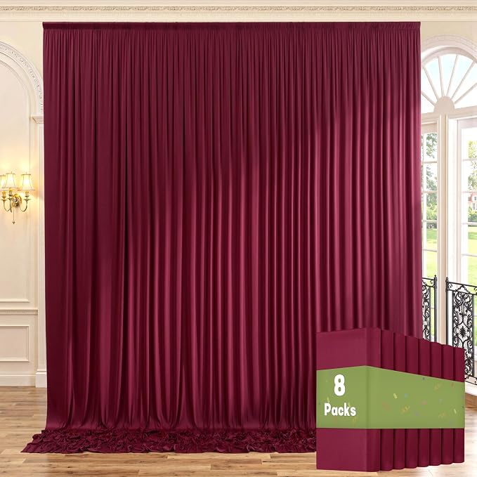 40ftx10ft Wrinkle Free Maroon Backdrop Curtains by ENJOYYOURPARTY
