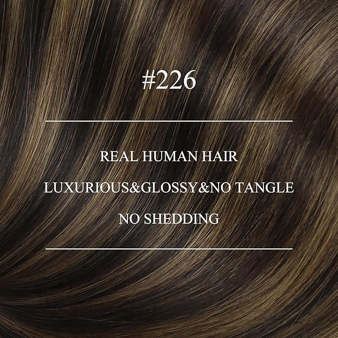 YoungSee Nano Beads Hair Extensions Human Hair Brown Nano Hair Extensions Human Hair Balayage Dark Brown Mix Medium Browns Nano-Ring Hair Extension Ombre Nano-Loop Hair 24inch for Date Nights 50s/50g