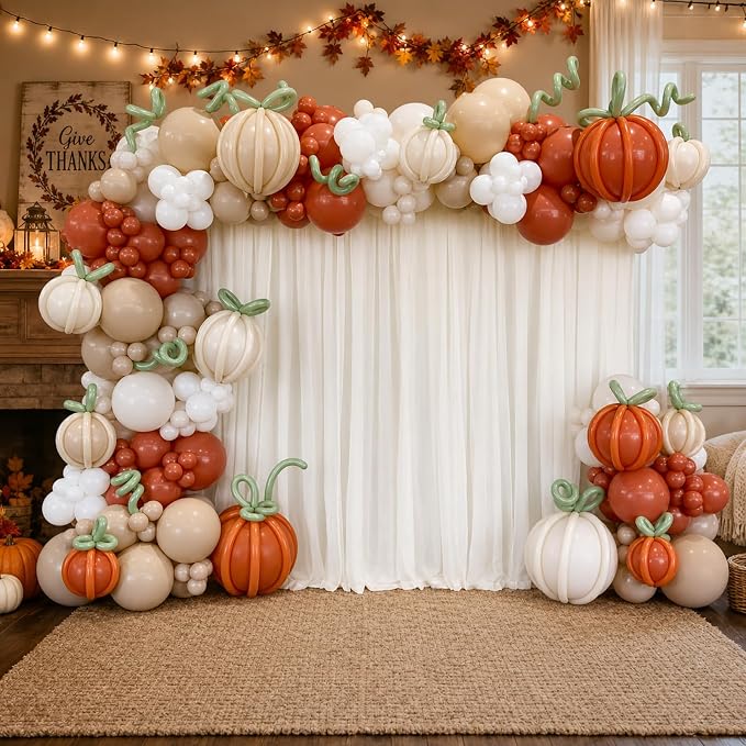 CROSSFINGERS Fall Pumpkins Balloon Arch Kit Baby Shower Decoration | Orange - Image 4