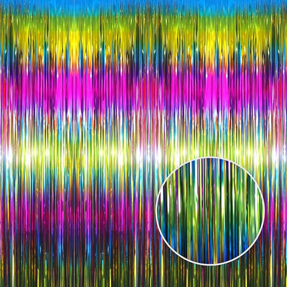 GOER 3.2 ft x 8.2 ft Metallic Tinsel Foil Fringe Curtains Party Photo Backdrop by GOER