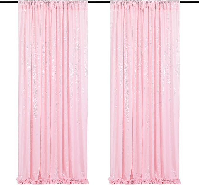 Pink Sequin Backdrop Curtains-2 Panels 2FTx8FT Pink Backdrop by SoarDream