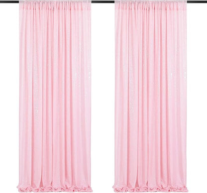 Pink Sequin Backdrop Curtains-2 Panels 2FTx8FT Pink Backdrop by SoarDream
