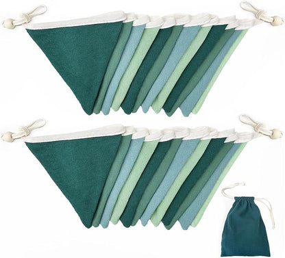 2 Sets of Gradient Dark Green Pennant Banner 24Pcs Nursery Garland Flags Sage - Image 4