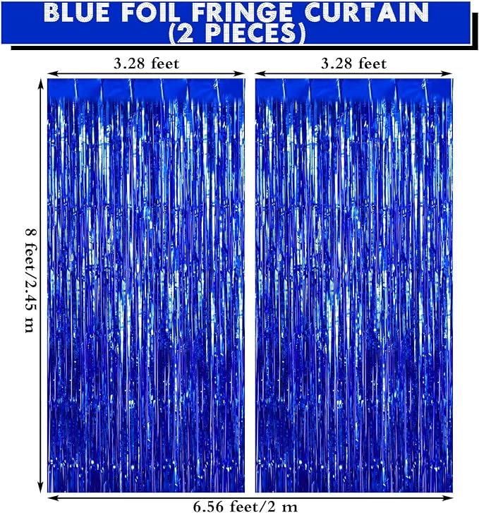2 Pack Fringe Curtains Foil Shiny Fringe Backdrop Tinsel Door Streamers Foil - Image 2