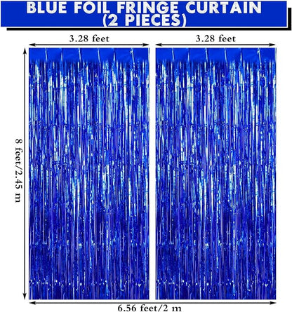 2 Pack Fringe Curtains Foil Shiny Fringe Backdrop Tinsel Door Streamers Foil - Image 2