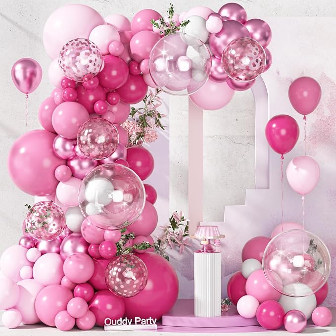 Ouddy Party 149Pcs Hot Pink White Balloon Garland Kit 18 12 10 5Inch | by OuddyParty