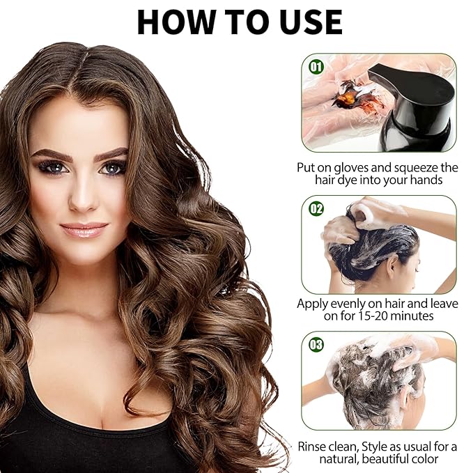 Brown Hair Dye Shampoo for 100% Gray Coverage - 3 IN 1 Hair Color Shampoo with Argan Oil & Ginseng, Ammonia & Paraben Free, Long Lasting Semi-Permanent Natural Color for Women & Men (500ml)